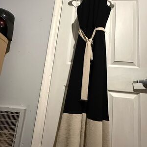 DKNY Black and Cream Maxi Dress